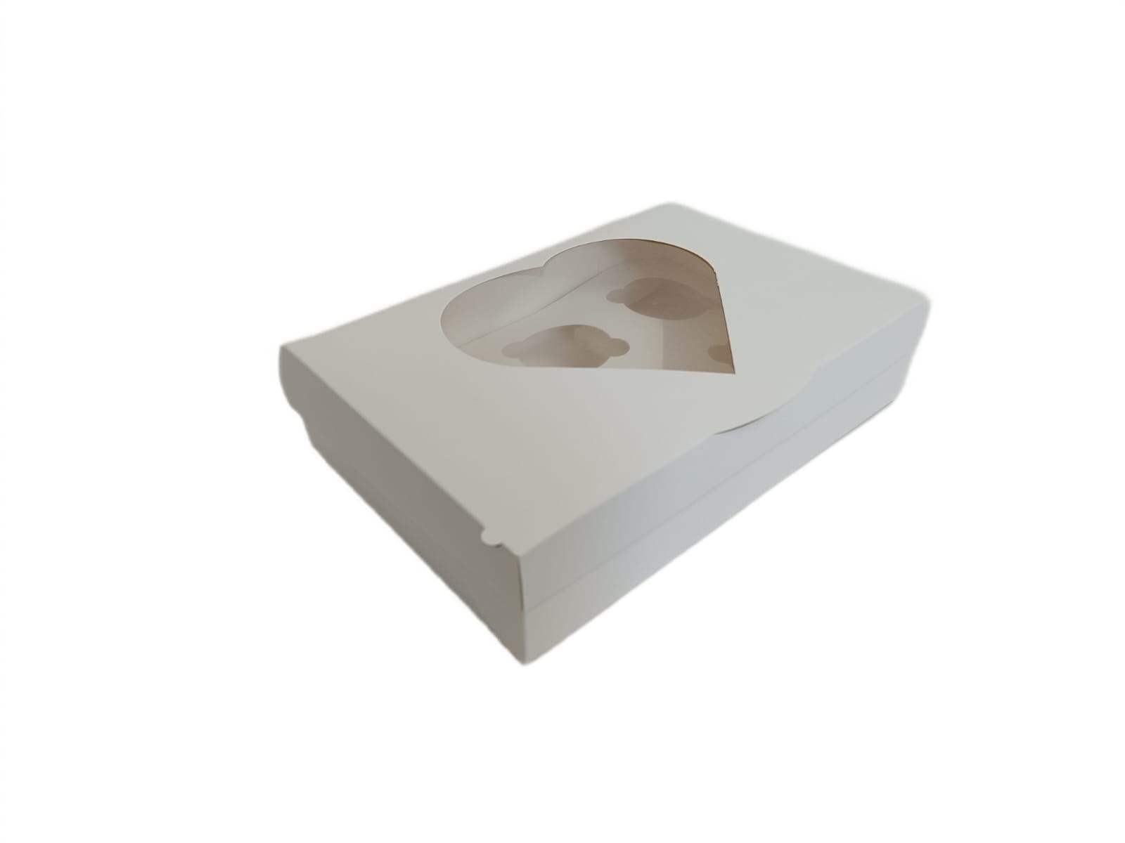 Cutie carton alb 6 briose cu display inima 30x20x7 cm